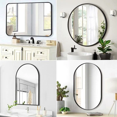 XXL Badspiegel Wandspiegel mit Metallrahmen Schwarz für Badezimmer und Flur - Bild 1 von 4