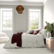 Bedeck of Belfast Aris Woven Stripe DOUBLE Duvet Cover Set, Silver RRP £139