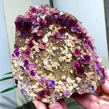 3.66LB Rare transparent purple cubic fluorite mineral crystal sample/China