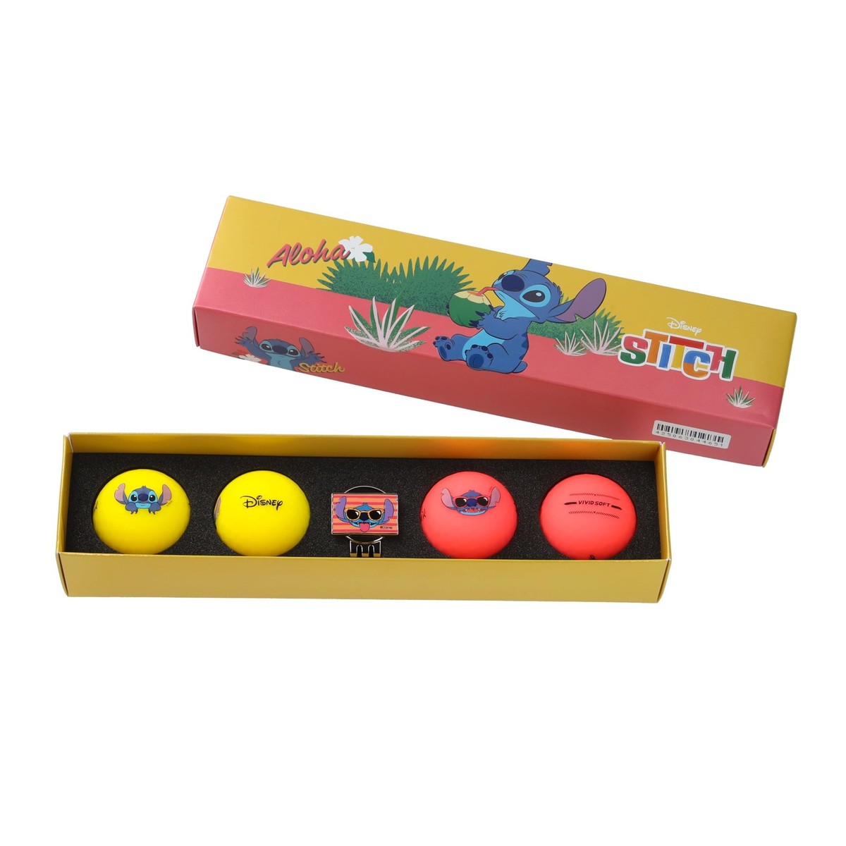 Volvik Golf Balls STITCH ALOHA GOLF 4BALL PACK Yellow x Pink