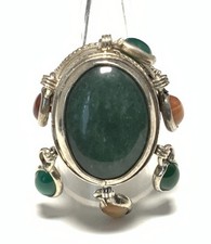 Sterling Silver 925 Chunky Assorted Gemstone Ring Size 10.5 Israel LK17