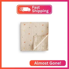 mushie Muslin Baby Swaddle Blanket | 100% Organic Cotton (Dinosaurs)