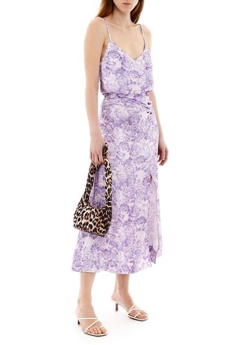GANNI Floral Print Viscose-Satin Midi Skirt. DK 42/UK14 - Picture 2 of 7