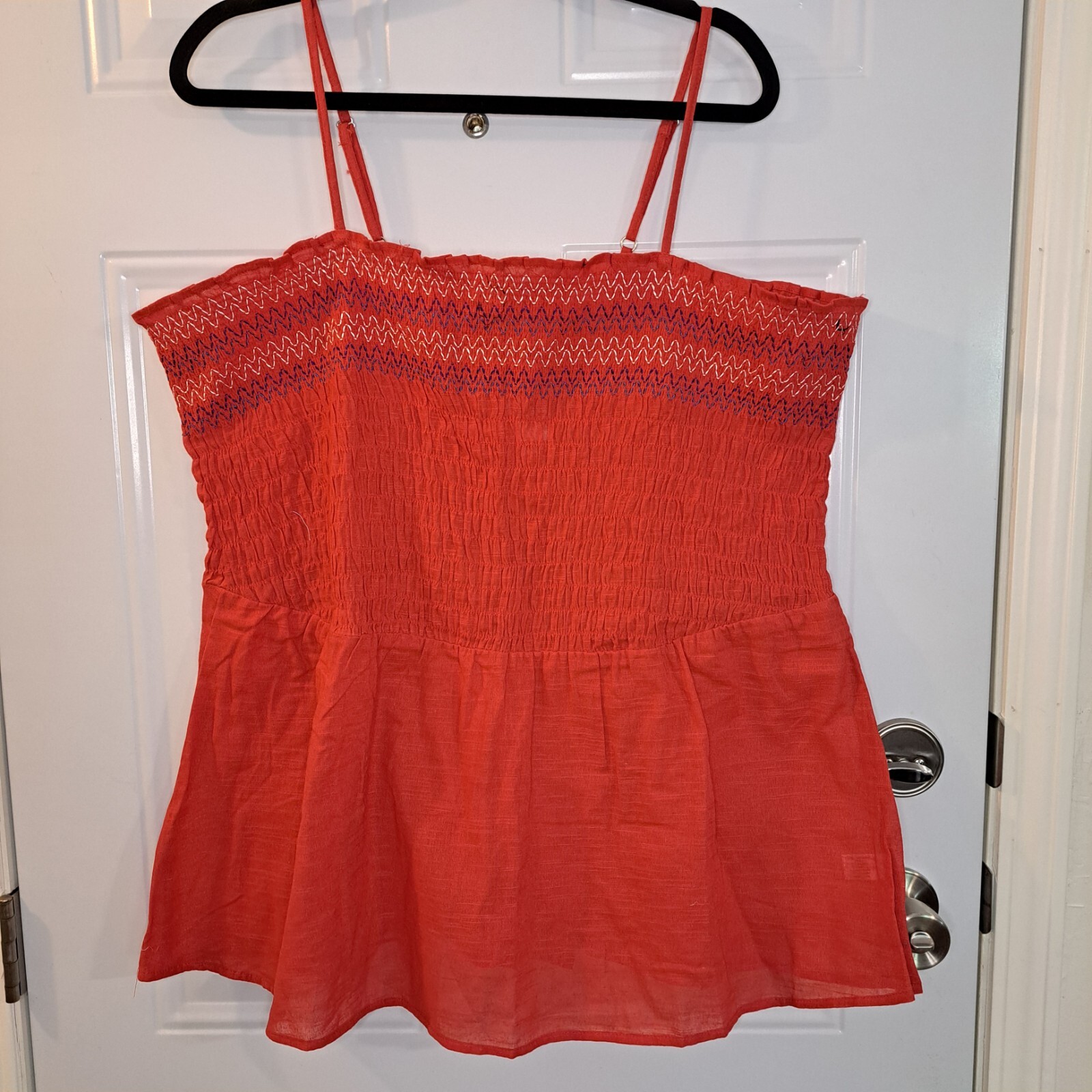 Lane Bryant  Smocked Babydoll Shirt Tank Top Womens Size 20 Red Plus Size NWT