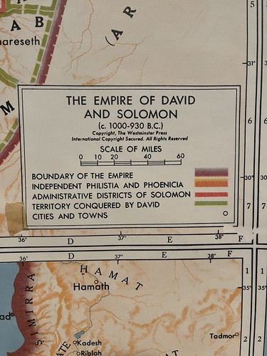 The Westminster Press, Philadelphia Map “Israel & Judah 1000-400 B.C.”  ~67”x43” - Picture 6 of 10