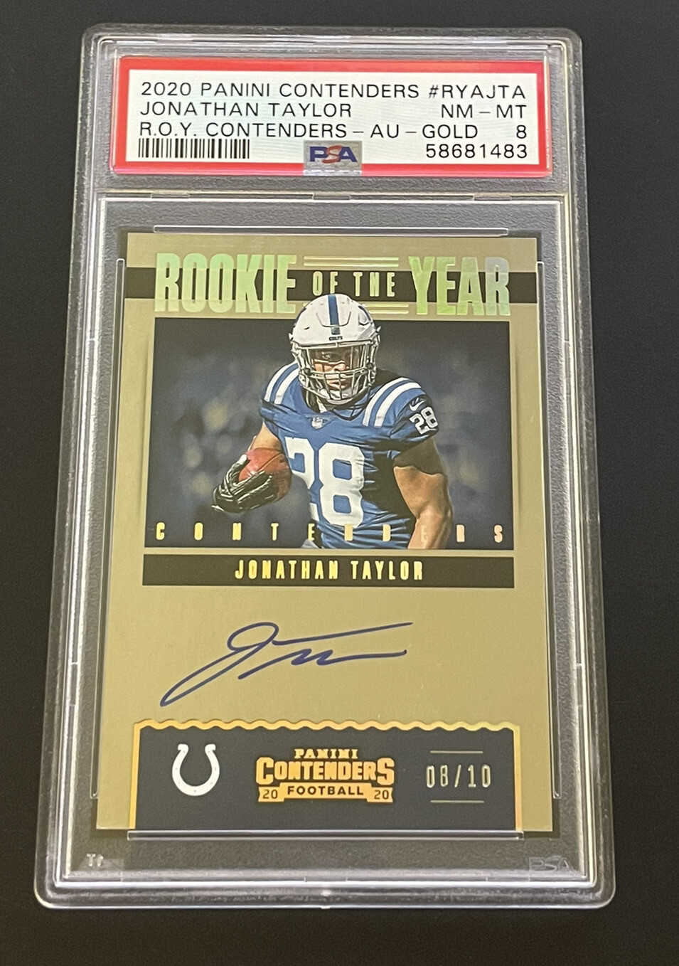 Jonathan Taylor Panini Contenders Rookie of the Year Contenders #RYAJTA Autograph-Gold