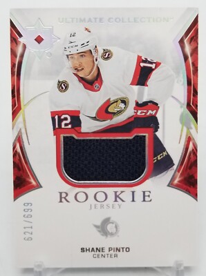 2021-22 Ultimate Collection SHANE PINTO RC Rookie Jersey /699 Ottawa Senators