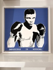 E$COBAR: ‘￼Imposisble is nothing’ Ali Ltd edition signed framed canvas artwork.
