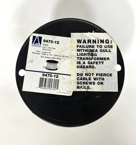 ✅  Sea Gull Lighting 9470-12 Black 50' Under Cabinet Cable - 0.1875" x 0.375" - Picture 2 of 2