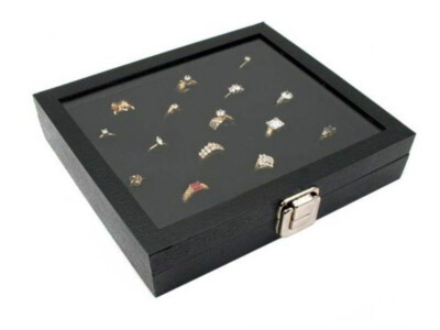 Wide Slot Ring Display Case - Holds 36 Rings In Leatherette Travel Case