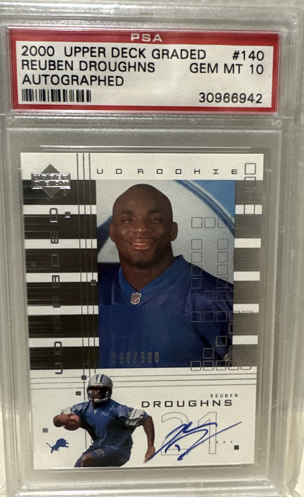 Reuben Droughns Upper Deck Graded #140 Autographed