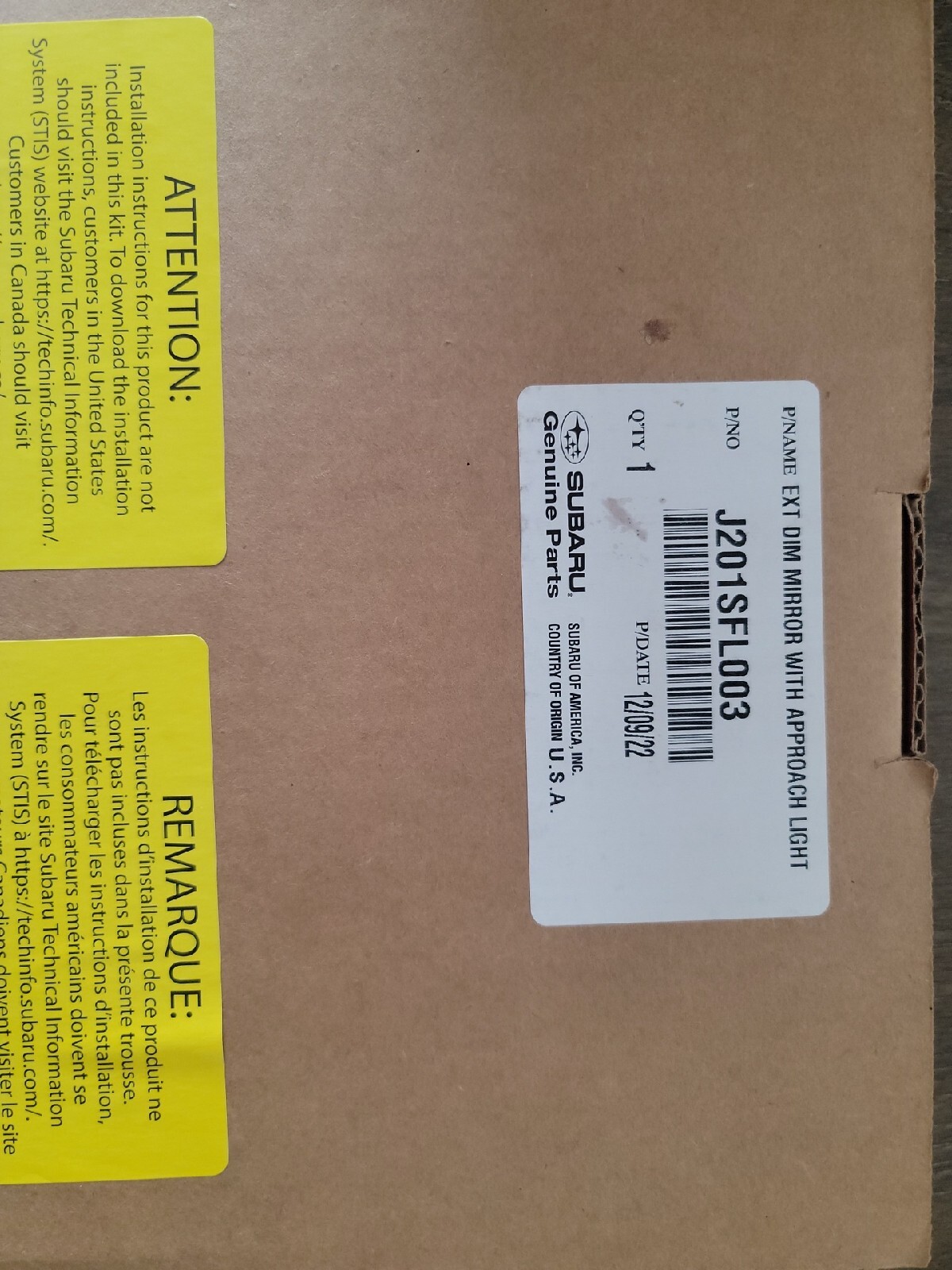 OEM 20192023 Subaru Exterior Auto Dimming Mirror with Approach Light