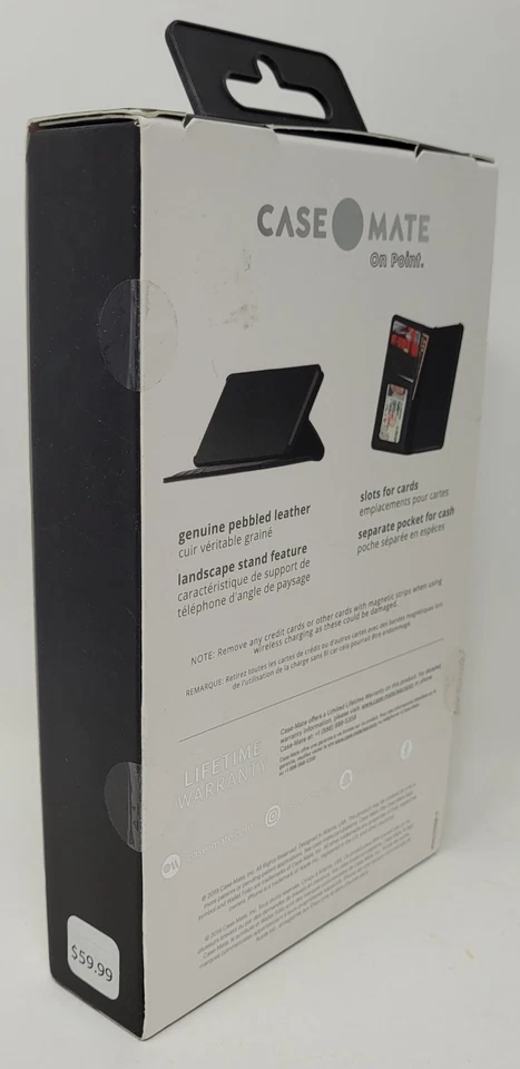 Case-Mate Wallet Case Folio Leather Folding for iPhone XR, Black - Image 3 of 4