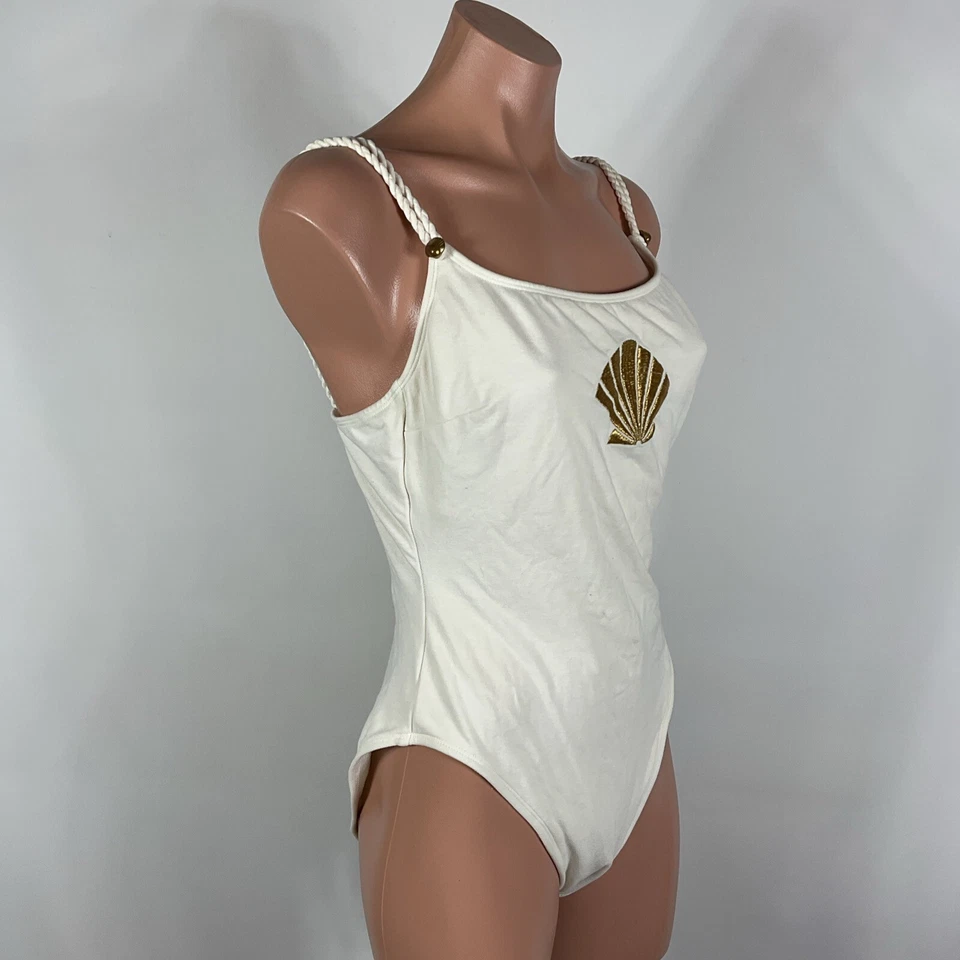 Vintage 90s 80s La Blanca One Piece High Cut Swimsuit Bathing Suit Cotton 16 - Image 4 of 4