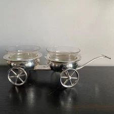 Antique F B Rogers Silver Plated Condiment Wagon Server