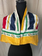 VINTAGE ECHO SILK BLEND SCARF BOLD PRIMARY COLORS SUMMER LOUNGE CHAIRS