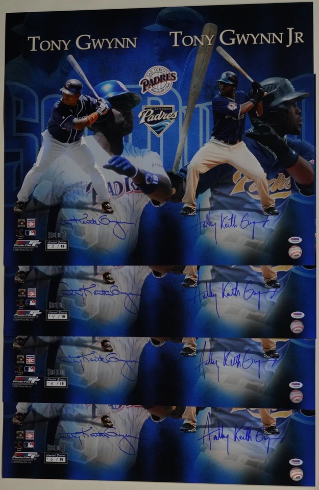 Tony Gwynn & Jr. Signed Full Name 20x24 Photo PSA/DNA COA #d /19 Limited Edition - Image 2 of 4