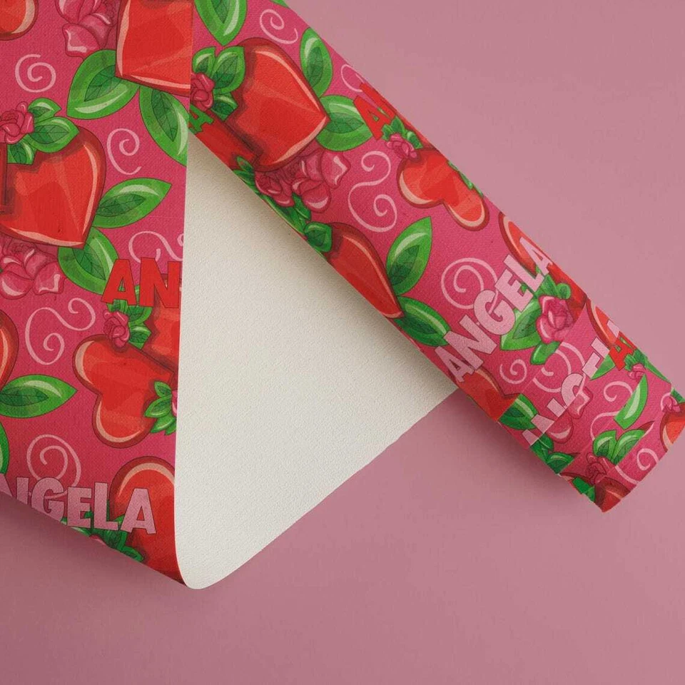 Floral Name Personalized Gift Wrapping Paper Birthday w/ Hearts Print Gift Wrap - Image 2 of 4