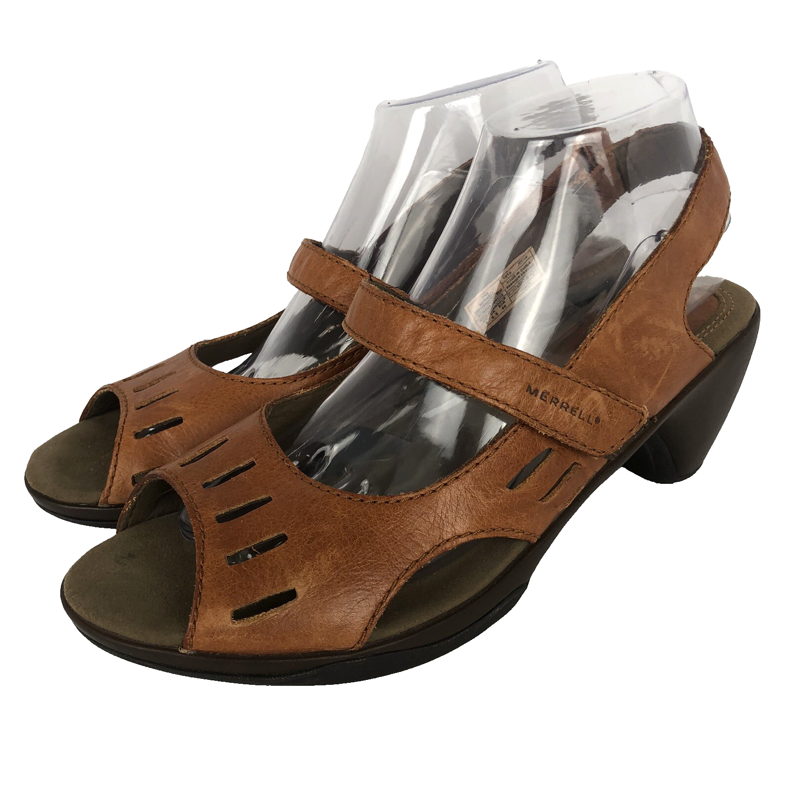 MERRELL Evera Chase sandalo taglia 9 40 pelle marrone tacco slingback ciclismo J58052