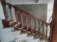 Coppia Di Balaustre Scala In Legno Massello Di Noce