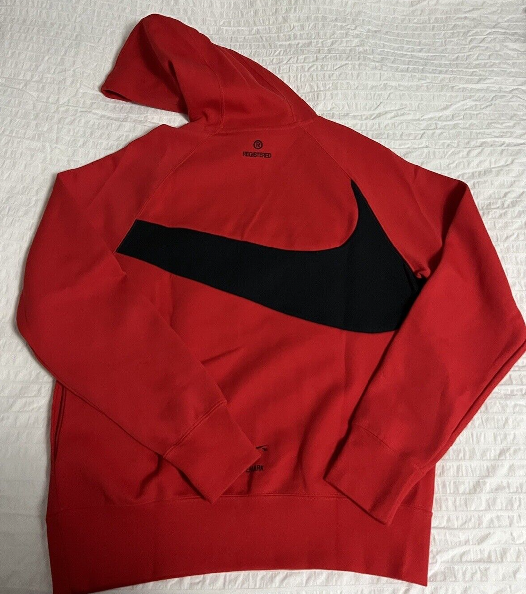 Men's Nike Tech Fleece Big Swoosh Size Medium Red Pullover Hoodie