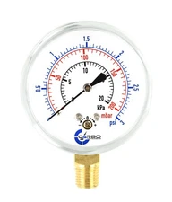 2-1/2" Capsule Diaphragm Pressure Gauge 3 PSI 1/4" NPT Low Mnt, Adjustable Zero