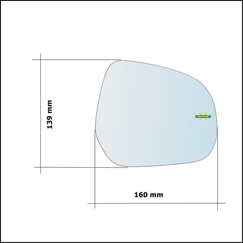 Vetro Specchio Retrovisore Cromato Lato Dx-Passeggero Per Suzuki Splash (EX) dal - Foto 2 di 2