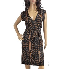 Women's TORY BURCH  Ivette Congo Leaf Wrap Silk Dress Sz M