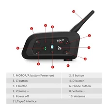 EJEAS V6 Motorcycle Bluetooth Headset 2 Riders Auto-Answering Call Intercom