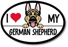 Magnet Me Up I Love My German Shepherd Car Decal, 4x6 Inch Oval, Magnetic Vinyl