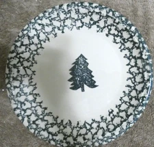 Tienshan Folk Craft Sponge Hunter 12" Chop Plate Platter with Tree EUC