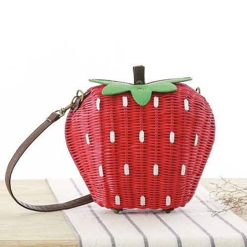 Women Straw Bags Shoulder Bag Lady Strawberry Vintage Rattan Weave Handbag - Picture 7 of 13