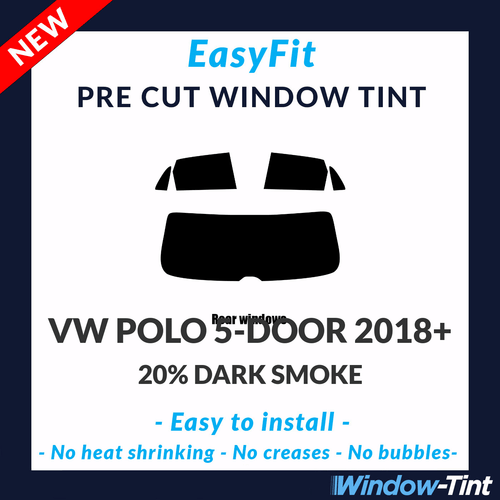 EasyFit Static Pre Cut Tint For VW Polo 5-door Hatch 2018 20% Dark Rear - Picture 1 of 3