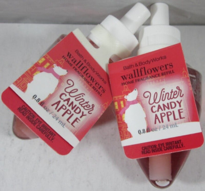 2 Bath & Body Works Wallflower Refill Bulb Polar Bear label  Winter Candy Apple
