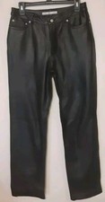 Vtg Tommy Hilfiger Black Leather Pants Womens Size 8 Lined