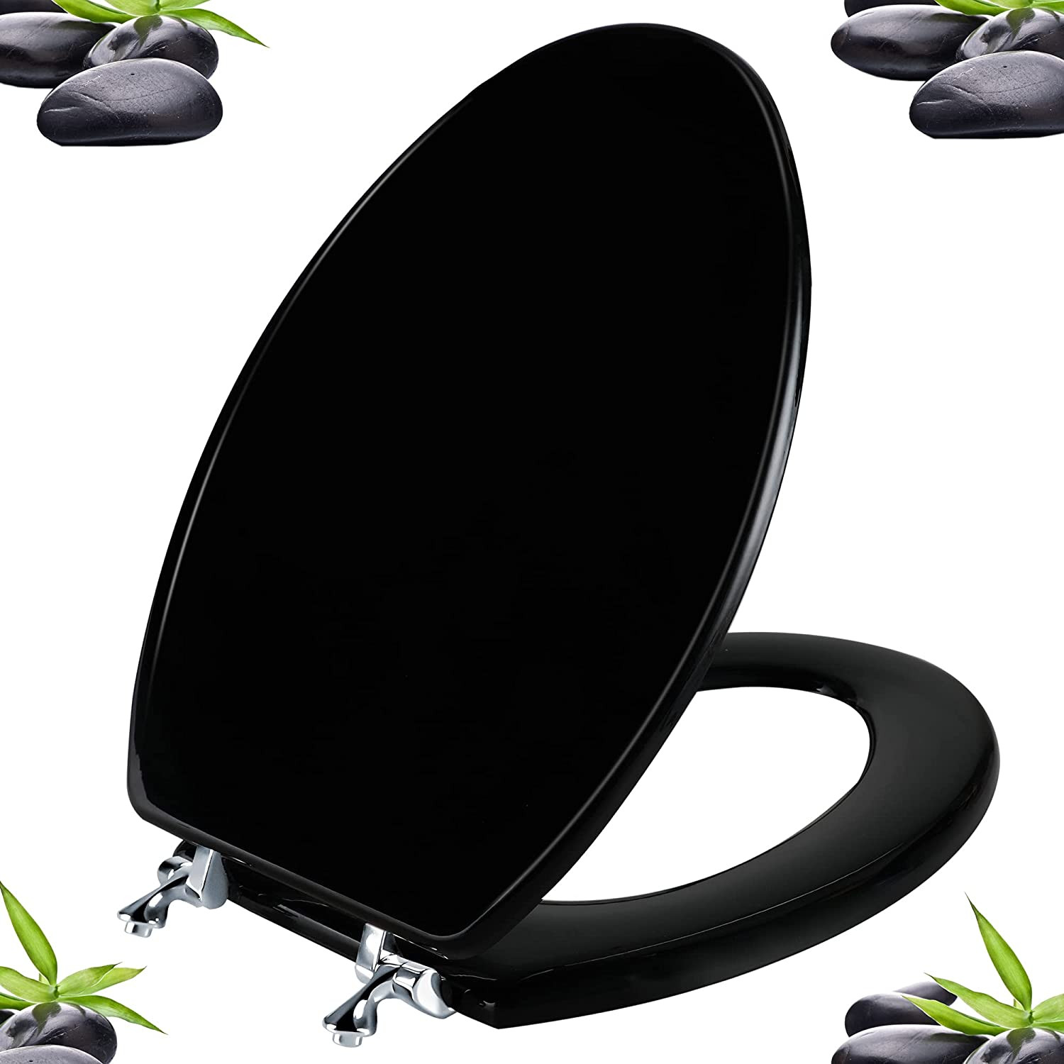 Natural Wood Toilet Seat With Zinc Alloy Hinges, ...