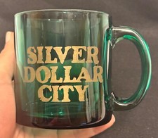 VTG Silver Dollar City Green Coffee Cup Mug Branson, MO Collectible Made in USA