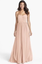 Jenny Yoo Aiden Convertible Bridesmaid Gown Peach Strapless Maxi Dress 8