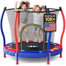   55'' Toddler Trampoline Indoor  Outdoor with Safety Enclosure, 5FT Recreat...