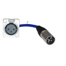 2ft Pigtail XLR Female Panel Mount to XLR Male Plug Blue