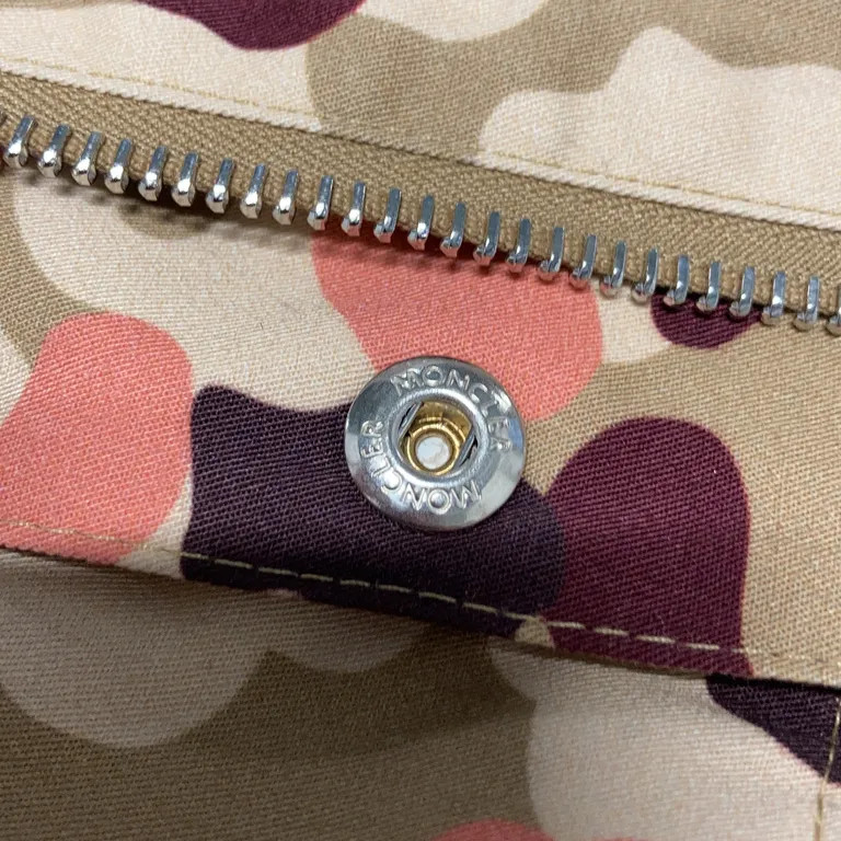 MONCLER 595YS TREBERON Field Parka Outdoor Jacket Hood Multi Camo Pink Beige S-M image 7