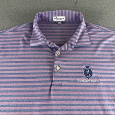 Peter Millar Summer Comfort Polo Shirt Mens L Pink Striped Performance *Logo