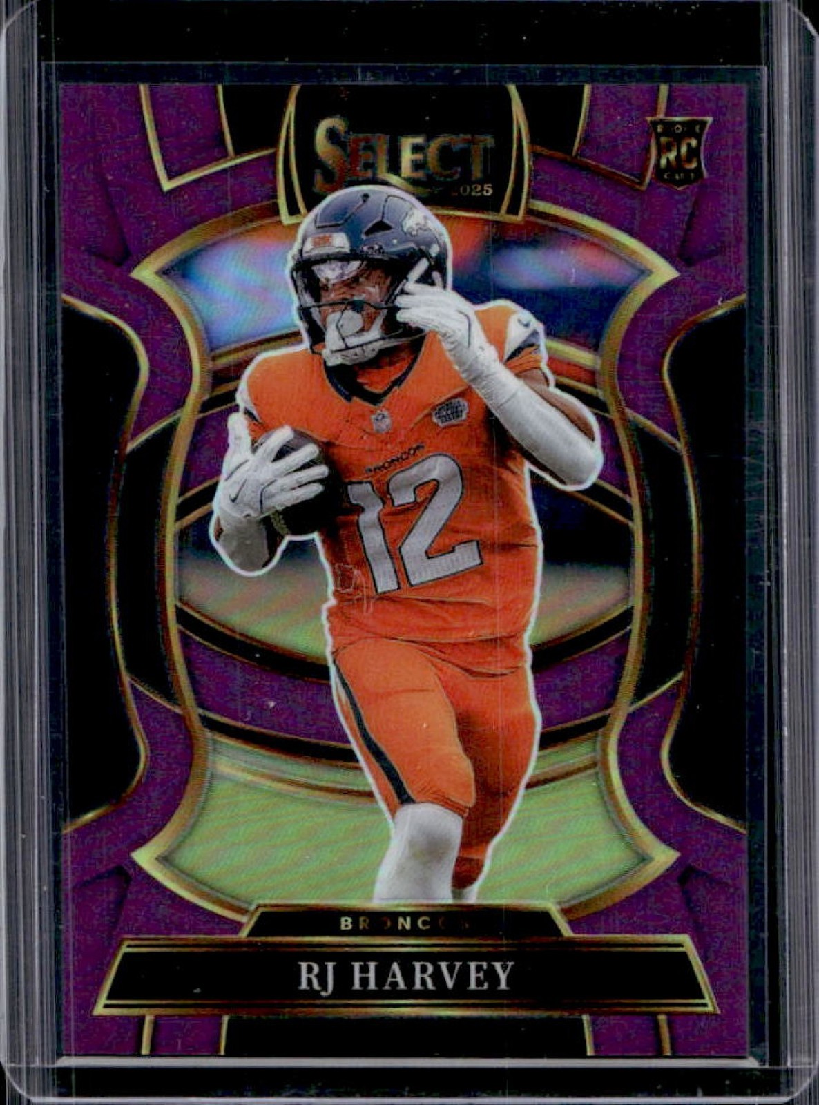 2025 Panini Select RJ Harvey Concourse RC Purple Prizm Rookie #/75 Broncos