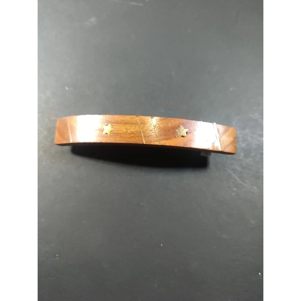 Hair Barrette Wooden Stars Stripes Tension Clip Forrest Woods Nature Hand Made - Image 3 of 4