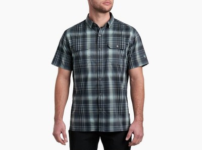 Kuhl Mens Response River Blue Plaid Button Down  Shirt Medium Eluxurlite 