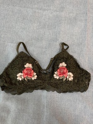 Jilly Hicks Olive Green Floral Lace Bralette Size L