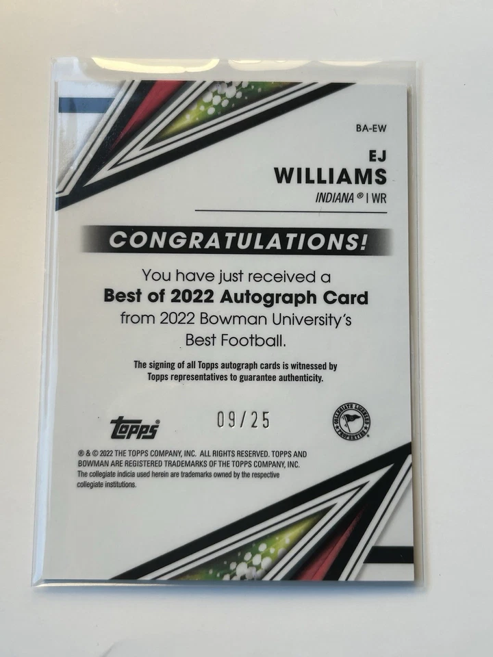 2022-23 Bowman's Best University - EJ Williams #BA-EW Speckle Refractor /25 - Image 2 of 2