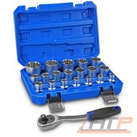 "Enva STECKSCHLÜSSEL-EINSATZ-SATZ Gear Lock Multiprofil 19-Tlg. + Ratsche 1/2\""