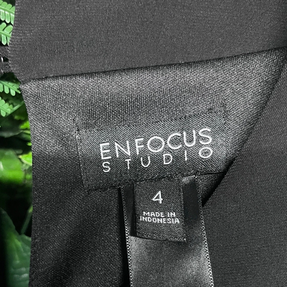 Vestido Enfocus Studio Talla 4 Negro Sin Mangas Floral Lentejuelas Fiesta Cóctel 3057 Foto 4 de 4