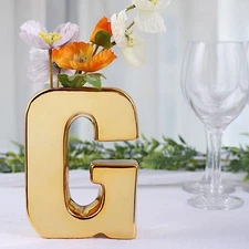 GOLD 6" Ceramic G Symbol Flower VASE Table Centerpiece Party Events Decorations